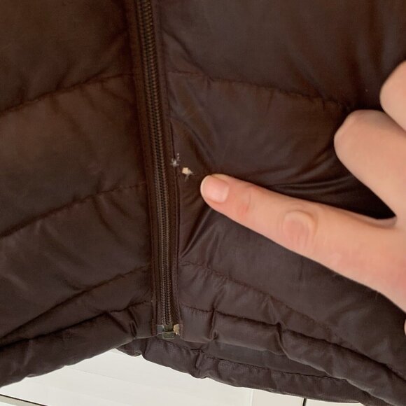 Patagonia Goose Down Womens XS Brown Full Zip Sweater Puffer Jacket Quilted FLAW - Picture 6 of 15